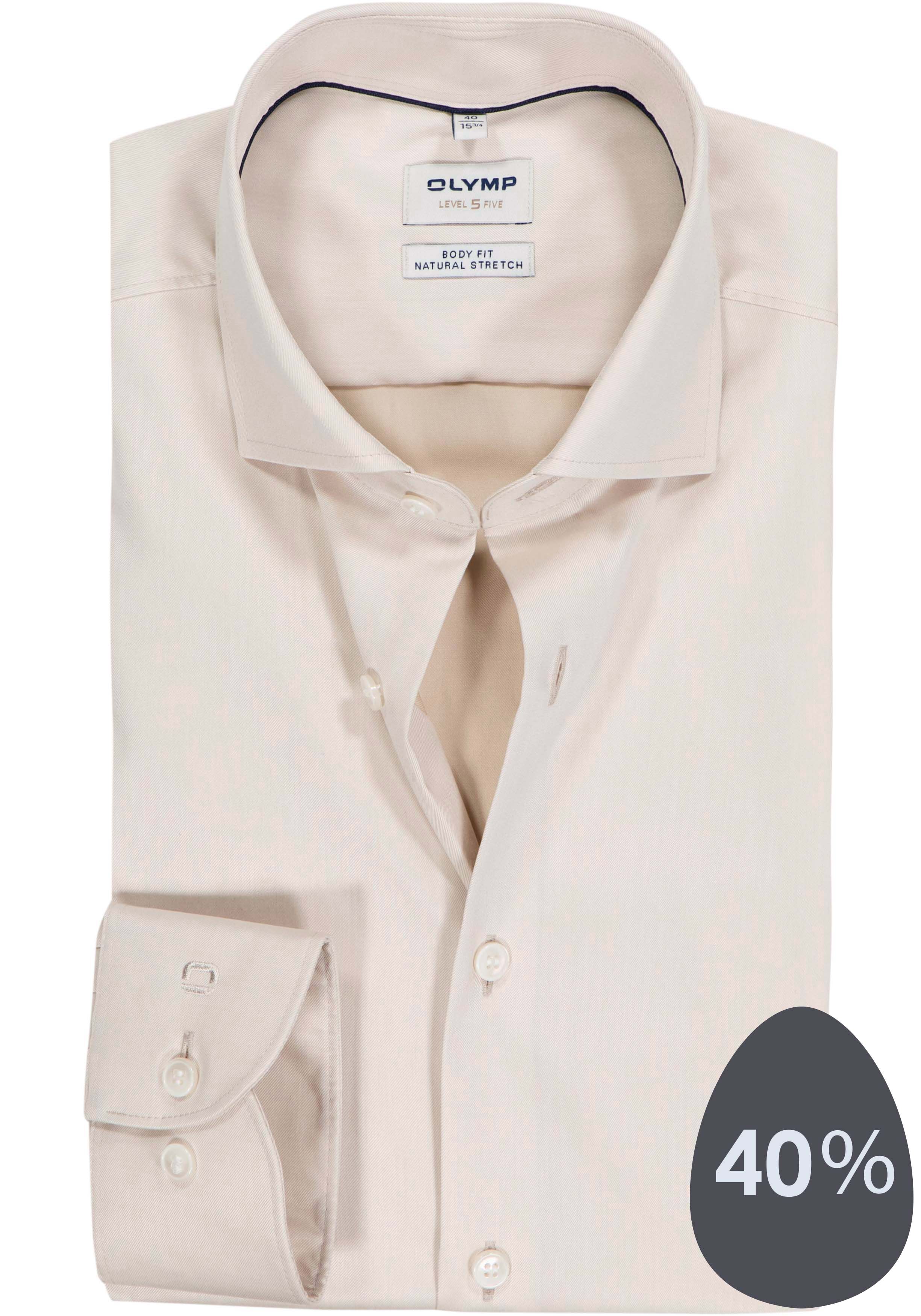 OLYMP Level 5 body fit overhemd, twill, beige